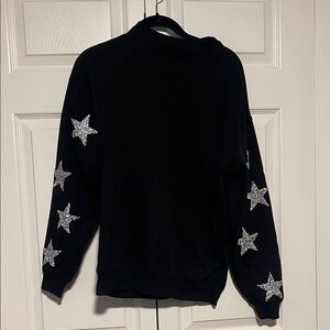 Black Sweatshirt with Silver Star Accents